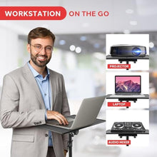 Load image into Gallery viewer, Pyle Projector Stand 28" to 46" Height Adjustable Tripod for Projector, Laptop, DJ Equipment, and More, Portable & Lightweight with Easy Setup, Metal Construction, Adjustable Tray Angle, 20"x16" Inch