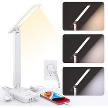 Load image into Gallery viewer, Power Strip with LED Desk Lamp, PD 30W Touch Desk Lamps, 4 Outlets 4 USB Ports(2 USB C) Small Desk Lamp 5FT Extension Cord Table Lamp for Home Office College Dorm Room Essentials Bedroom Bedside Study