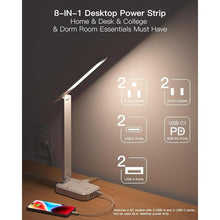 Load image into Gallery viewer, Power Strip with LED Desk Lamp, PD 30W Touch Desk Lamps, 4 Outlets 4 USB Ports(2 USB C) Small Desk Lamp 5FT Extension Cord Table Lamp for Home Office College Dorm Room Essentials Bedroom Bedside Study