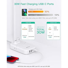 Load image into Gallery viewer, Power Strip with LED Desk Lamp, PD 30W Touch Desk Lamps, 4 Outlets 4 USB Ports(2 USB C) Small Desk Lamp 5FT Extension Cord Table Lamp for Home Office College Dorm Room Essentials Bedroom Bedside Study