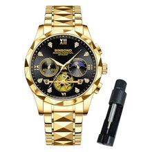 Load image into Gallery viewer, BINBOND Watches for Men Stainless Steel Luxury Dress Business Diamond Roman Numeral Big Face Dial Multifunction Chronograph Mens Wrist Watch Waterproof Luminous
