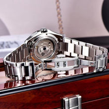 Load image into Gallery viewer, Pagani Design Men's Automatic GMT Mechanical Watch Sapphire Crystal Fixed Bezel Water Resistant 100m Stainless Steel Luminous Sports Men's Watch(Steel Ice Blue-1)