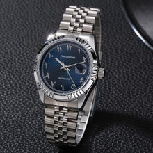 Load image into Gallery viewer, Boyarca Luxury Steel Arabic Numbers Mechanical Watches Automatic Movement Urdu Numerals Mechanical Watch 38mm Men s Wrist Watch with Luminous Waterproof Date (Blue)