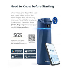 Load image into Gallery viewer, WATERH Smart Water Bottle with Reminder to Drink Water, 24oz BPA-Free Stainless Steel Vacuum Insulated Water Bottle, Wide Mouth Water Tracker Bottle with APP, Ideal for Gift - Blue