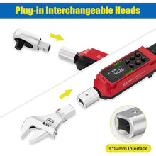 Load image into Gallery viewer, Adjustable Digital Torque Wrench, 0.66-44.29 Ft.lb/0.9-60 Nm, Hvac Torque Wrench with 35mm Jaw, 3/8 Drive Ratchet, ±1% Accuracy, Vibration, Buzzer and LED Indicator for Split AC, Bike, Moto