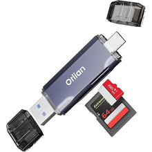 Load image into Gallery viewer, USB 3.0 microSD/SD Card Reader Dual USB A & C Memory Card Reader Adapter 5Gbps Type C TF Card Reader for SD, SDHC, SDXC, RS-MMC, MMC, microSD, microSDHC, microSDXC(SD Card Not Included)