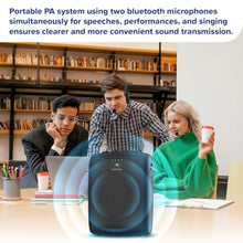 Load image into Gallery viewer, SANMIC Mini Wireless Voice Amplifier with Two Bluetooth Microphones,Portable Megaphone Speaker Rechargeable PA System for Teaching,15W 2600mAh Rechargeable Small Speaker with Headset Mic for Teachers