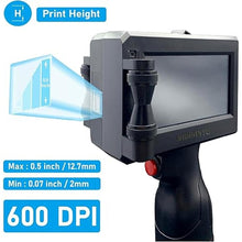 Load image into Gallery viewer, Upgrade Handheld Inkjet Printer Gun with 0.5 Inch / 12.7mm Print Height Portable for EXP Date Batch Number QR Code Barcode Logo Picture Printing on Any Surfaces (GM#01)
