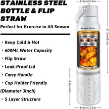 Load image into Gallery viewer, JBM Insulated Water Bottle with Bluetooth Speaker, Leak Proof Straw Lid, RGB LED Lights Stainless Steel Water Bottle for Sports (White)