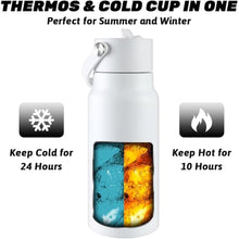 Load image into Gallery viewer, JBM Insulated Water Bottle with Bluetooth Speaker, Leak Proof Straw Lid, RGB LED Lights Stainless Steel Water Bottle for Sports (White)