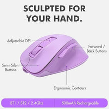 Load image into Gallery viewer, X9 Purple Keyboard and Mouse Wireless Combo - Type Comfortably Longer - Ergo Split Keyboard with Soft Wrist Rest for PC, Mac, iOS, Android, Bluetooth/2.4G Rechargeable, Multi-Device - Purple