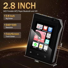 Load image into Gallery viewer, 2.8'' MP3 Player with Bluetooth 5.3, 64GB HiFi MP3 Player Bluetooth with Touch Screen, Portable Digital Audio Music Player with FM Radio Voice Recorder E-Book Earphones Included, Support Up to 128GB