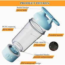 Load image into Gallery viewer, JOTER & LIBEAR Electric Shaker Bottle, Portable USB Rechargeable Protein Shake Mixer, Shaker Bottles for Protein Mixes and Meal Replacement Shakes, BPA Free, Waterproof, 25 oz (Blue)