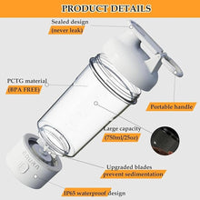 Load image into Gallery viewer, JOTER & LIBEAR Electric Shaker Bottle, Portable USB Rechargeable Protein Shake Mixer, Shaker Bottles for Protein Mixes and Meal Replacement Shakes, BPA Free, Waterproof, 25 oz (White)