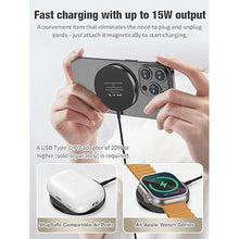 Load image into Gallery viewer, 3 in 1 Magnetic Wireless Charging Pad for iPhone 12-16 Series, Charging Pad for Multiple Devices Mag Safe Wireless Charger Pad for Apple Watch 9/8/7/6/5/4/3/2/SE & AirPods 3/2/Pro Black