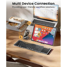 Load image into Gallery viewer, ProtoArc Foldable Keyboard with Touchpad, XK01 TP Folding Portable Keyboard, Full Size Keys, Large Trackpad Bluetooth Travel Keyboard for iPad Laptop PC Tablets - Black Gray