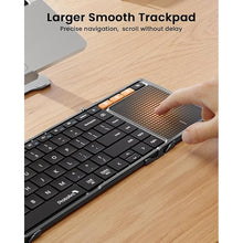 Load image into Gallery viewer, ProtoArc Foldable Keyboard with Touchpad, XK01 TP Folding Portable Keyboard, Full Size Keys, Large Trackpad Bluetooth Travel Keyboard for iPad Laptop PC Tablets - Black Gray