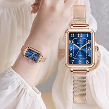 Load image into Gallery viewer, Taxau Rose Gold Women s Rectangular Watch with White Dial Mesh Strap Stainless Steel Womens Small Wrist Watch Vintage Square and Exquisite Waterproof Ladies Dress Watch Reloj Mujer