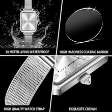 Load image into Gallery viewer, Taxau Silver Square Watches for Women White Dial Mesh Bracelet Rectangular Watch Dainty Exquisite Stainless Steel Waterproof Women s Small Wrist Watch Dress Reloj De Mujer