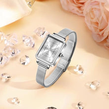 Load image into Gallery viewer, Taxau Silver Square Watches for Women White Dial Mesh Bracelet Rectangular Watch Dainty Exquisite Stainless Steel Waterproof Women s Small Wrist Watch Dress Reloj De Mujer