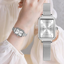 Load image into Gallery viewer, Taxau Silver Square Watches for Women White Dial Mesh Bracelet Rectangular Watch Dainty Exquisite Stainless Steel Waterproof Women s Small Wrist Watch Dress Reloj De Mujer