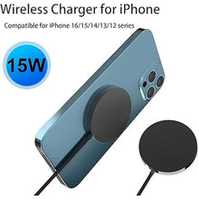 Load image into Gallery viewer, Magnetic Wireless Charger, 15W Max Magnet Fast Charging Pad for iPhone 16 Pro Max/16 Pro/16 Plus/16/15/14/13/12, Slim Mag Quick Charger with USB-A & USB-C Charging Port(Black-V2)