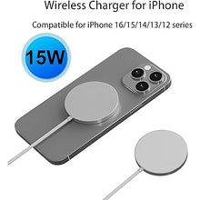 Load image into Gallery viewer, Magnetic Wireless Charger, 15W Max Magnet Fast Charging Pad for iPhone 16 Pro Max/16 Pro/16 Plus/16/15/14/13/12, Slim Mag Quick Charger with USB-A & USB-C Charging Port(Silver-V2)