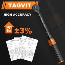 Load image into Gallery viewer, 1/4 3/8 1/2-inch Drive Click Torque Wrench, 3Pcs 4-20Ft.lb, 5-45Ft.lb, 15-165Ft.lb Torque Wrench Set with ±3% Accuracy, 72-Tooth, Dual-Direction for Bike, Motorcycle, Car Repair