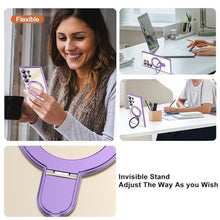 Load image into Gallery viewer, ETPESOK Compatible with Samsung Galaxy S25 Ultra Case with Magnetic Ring Stand Compatible with Mag-Safe Full Camera Lens Protector Plating Clear Phone Case for S25 Ultra 6.9 , Light Purple