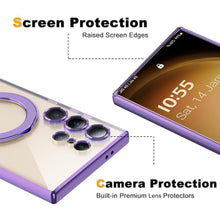 Load image into Gallery viewer, ETPESOK Compatible with Samsung Galaxy S25 Ultra Case with Magnetic Ring Stand Compatible with Mag-Safe Full Camera Lens Protector Plating Clear Phone Case for S25 Ultra 6.9 , Light Purple