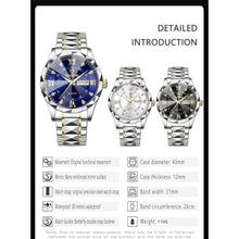 Load image into Gallery viewer, Gosasa Luxury Men's and Women's Business Diamond Stainless Steel Waterproof Roman Numeral Analog Quartz Watch with Day-Date Calendar, Gold and Silver Tone (M-Gold Green, Men)