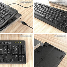 Load image into Gallery viewer, Wired Computer Keyboard, Full Size USB Quiet Keyboard with Number Pad,Slim Compact Soft Basic Laptop Keyboard for Windows PC Office Desktop (Black)