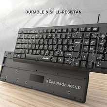 Load image into Gallery viewer, Wired Computer Keyboard, Full Size USB Quiet Keyboard with Number Pad,Slim Compact Soft Basic Laptop Keyboard for Windows PC Office Desktop (Black)