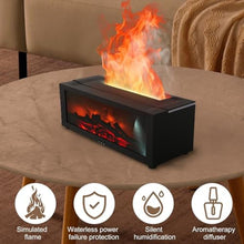 Load image into Gallery viewer, 3D Flame Fireplace Humidifier Quiet Aroma Diffuser with Controller 150ml Essential Oil Diffuser Colorful Light Modes for Home Office(Black)