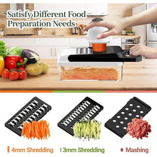 Load image into Gallery viewer, 12-in-1 Vegetable Chopper, 7 Blades Veggie Chopper with Container and Lid, Dicer, Slicer, Multifunctional Kitchen Gadgets, Vegetable Cutter with Handle, Onion Cutter(Black/White)