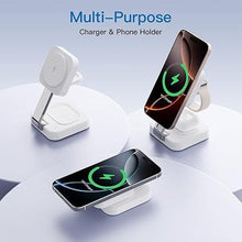 Load image into Gallery viewer, 2025 Magnetic Foldable 3-in-1 Charger, Wireless Charger Station, Travel for iPhone 16 15 14 13 12 Pro Max Plus, Charger Holder for Apple Watch Series and Air pod 4 3 2 Pro, Gift for Men/Women(White)