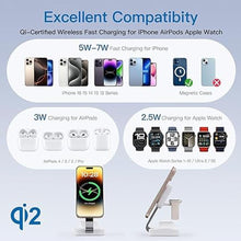 Load image into Gallery viewer, 2025 Magnetic Foldable 3-in-1 Charger, Wireless Charger Station, Travel for iPhone 16 15 14 13 12 Pro Max Plus, Charger Holder for Apple Watch Series and Air pod 4 3 2 Pro, Gift for Men/Women(White)