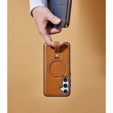 Load image into Gallery viewer, Butaiga for Samsung Galaxy S25 Plus Case Leather with Stand, Anti-Slip Shockproof Loop, Compatible with MagSafe, Magnetic Protective Galaxy S25 Plus Leather Case, Brown
