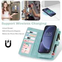 Load image into Gallery viewer, TwoHead for Samsung Galaxy S25 Wallet Case with Card Holder, Detachable Magnetic Phone Case for S25,PU Leather All-Round Protective Phone Case Wallet with Wrist Strap(6.2 in,Blue)