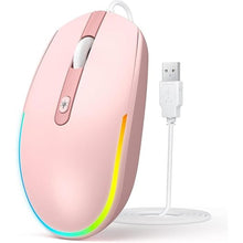 Load image into Gallery viewer, seenda Wired Mouse - USB Computer Mice Wired with RGB Backlit Optical LED Mouse with Attached USB Cord for Laptops Notebooks Chromebook - Pink