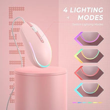 Load image into Gallery viewer, seenda Wired Mouse - USB Computer Mice Wired with RGB Backlit Optical LED Mouse with Attached USB Cord for Laptops Notebooks Chromebook - Pink