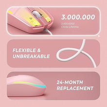 Load image into Gallery viewer, seenda Wired Mouse - USB Computer Mice Wired with RGB Backlit Optical LED Mouse with Attached USB Cord for Laptops Notebooks Chromebook - Pink