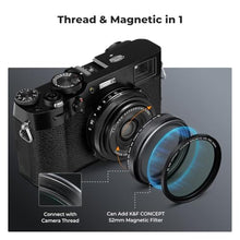 Load image into Gallery viewer, K&F Concept Black Mist Diffusion 1/4 Filter(Black Frame) for Fujifilm X100 Series, X100/X100F/X100S/X100T/X100V/X100VI, 28 Multi-Coatings HD Optical Glass Lens Filter