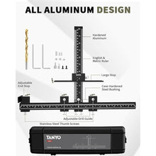 Load image into Gallery viewer, TANYO Cabinet Hardware Jig, Adjustable Cabinet Handle Jig with Center Punch, All Aluminum Cabinet Handle Template Tool, Most Accurate Cabinet Jig for Handles and Pulls on Drawers Cabinets