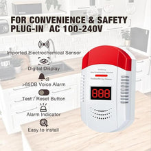 Load image into Gallery viewer, Natural Gas Detector & Combustible Gas Alarm - Easy Plug-and-Play Installation with Advanced Chip Technology, 85dB Alert for Methane, Propane, Ethane - Perfect for Home and Kitchen Safety