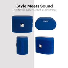 Load image into Gallery viewer, KODAK SOUNDBRIX Bluetooth Speaker with HD Sound Portable Wireless IPX4 Water Resistant Upto 5H Playtime V5.4 for Home Party Outdoor Beach Electronic Gadgets Birthday Gift Blue Stackable Speakers