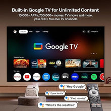 Load image into Gallery viewer, BOOM mini Google TV 4K Supported Smart Projector with WiFi and Bluetooth, Outdoor & Home Movie Projector with 20W Speakers DoIby Audio, Real-Time Focus & Keystone, 500 ANSI Lumens, Off-white