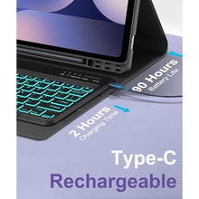 Load image into Gallery viewer, Backlit Keyboard Case for Samsung Tab S10 Ultra/S9 Ultra/S8 Ultra 14.6in, Detachable Keypad for Galaxy S10 Ultra Tab Case Smart Cover Folio with Pen Slot, 7-Colors Backlight, Slim and Portable, Black