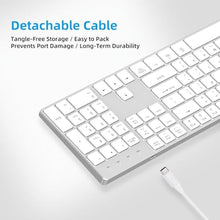 Load image into Gallery viewer, POWZAN Wired Backlit Keyboard for Windows/Mac,Aluminum Slim & Quiet Full Size Keyboards Light Up with USB A/USB C Dual Interface,Compatible with iMac,MacBook,iPad,Laptop,PC-Gray Black (Sliver White)
