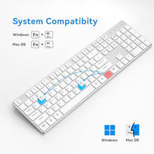 Load image into Gallery viewer, POWZAN Wired Backlit Keyboard for Windows/Mac,Aluminum Slim & Quiet Full Size Keyboards Light Up with USB A/USB C Dual Interface,Compatible with iMac,MacBook,iPad,Laptop,PC-Gray Black (Sliver White)